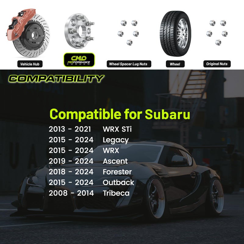 Customadeonly 25mm (1 Inch) Hubcentric Black Wheel Spacers 5x114.3 Compatible For Subaru WRX STI 2013-2022, Outback Legacy 2015-2022, WRX 2015-2022, Forester 2018-2022, Ascent 2019-2022 (2pc 56.1mm M12x1.25) Spacer - Image 2